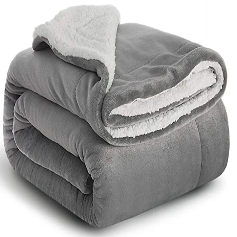 

Sherpa Fleece Throw Blankets Grey - Fluffy Blanket Plush Throws Fuzzy Soft Blanket for Bed Couch Sofa Warm Cozy Thick Blanket fo