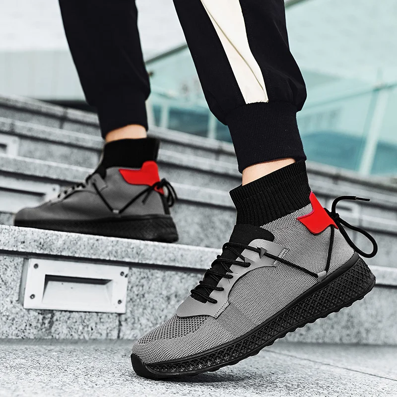 2022 New Hot Sale High top Sport Running Shoes For Man Socks Athletic Shoes Men Ultralight Sneakers Men Mesh Jogging Trainers