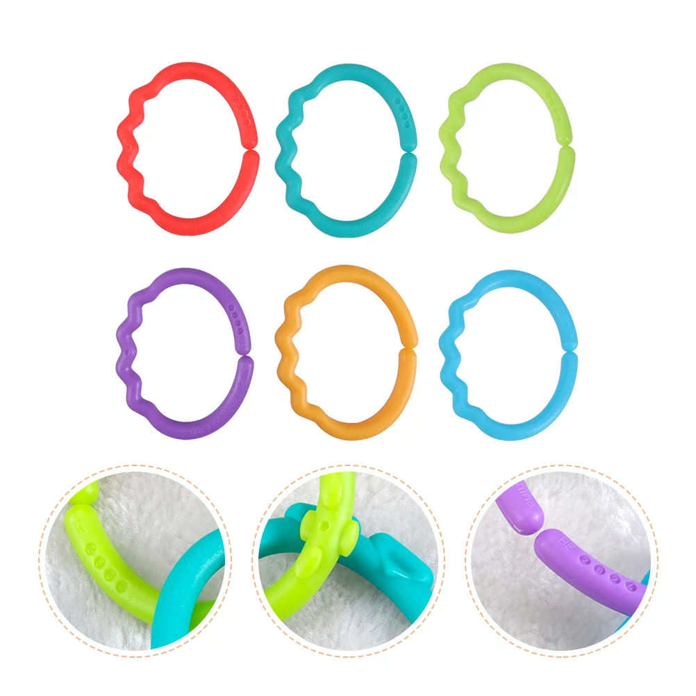 

24Pcs Link- to- Go Connecting Rings Hanging Stroller Ring Toycolor Recognition Toys Early Education Learning Travel Accessory