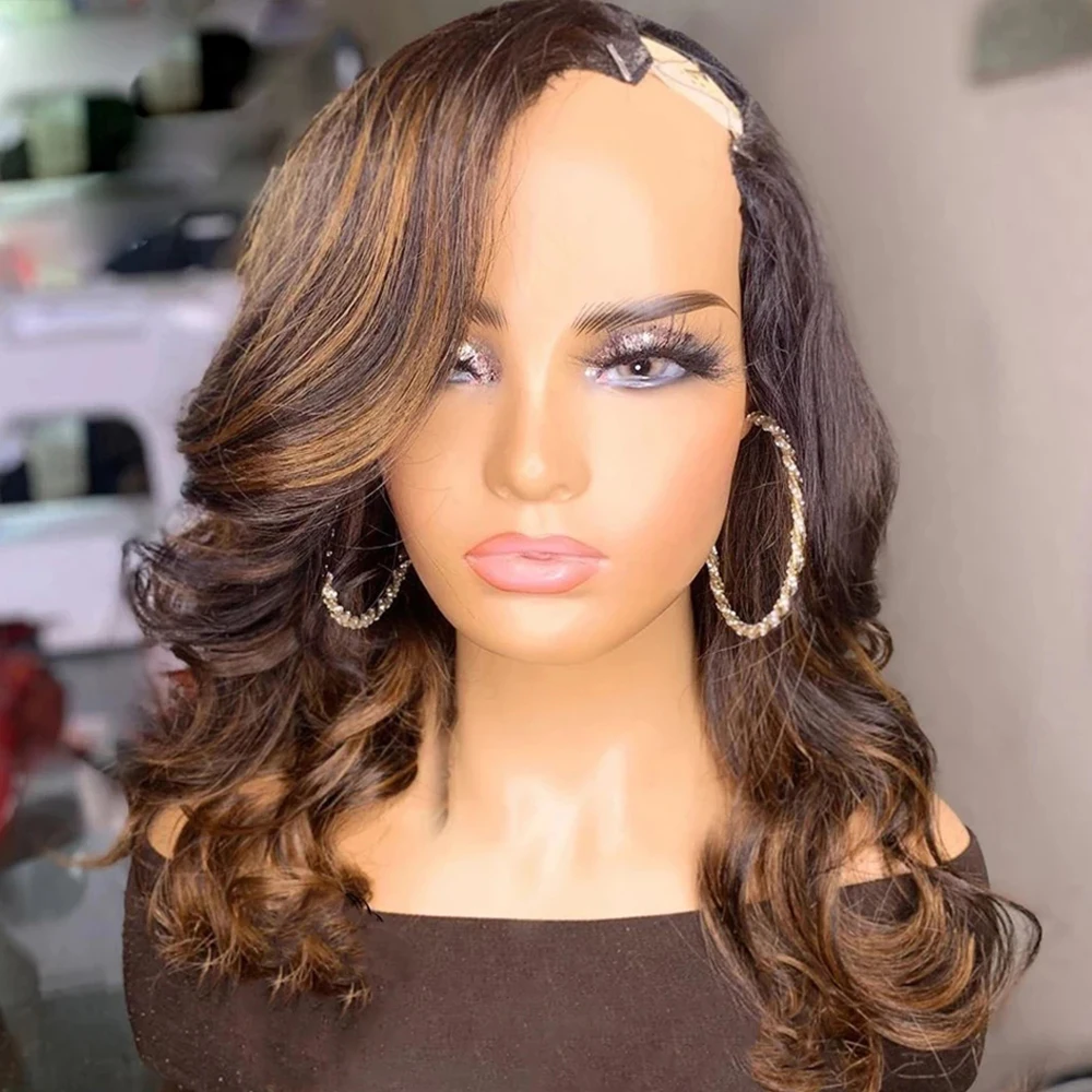 

180 Density Long Highlight Blonde 24 inch Wavy U Part Wig European Remy Human Hair Wigs Jewish Glueless Wig For Black Women