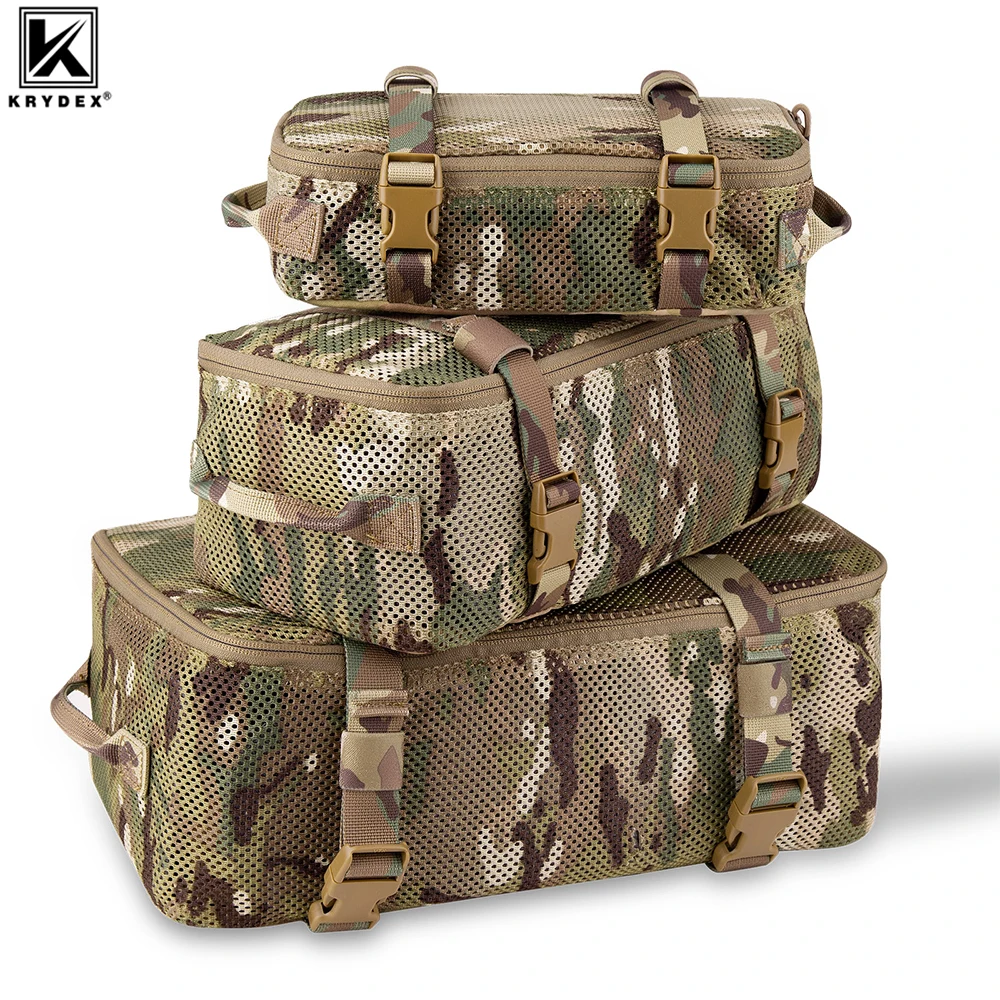 KRYDEX Tactical Modular Pouch Set Outdoor Backpack Organizer Travel Hunting Suitcase Bag Packing Cubes Camo Ranger Green
