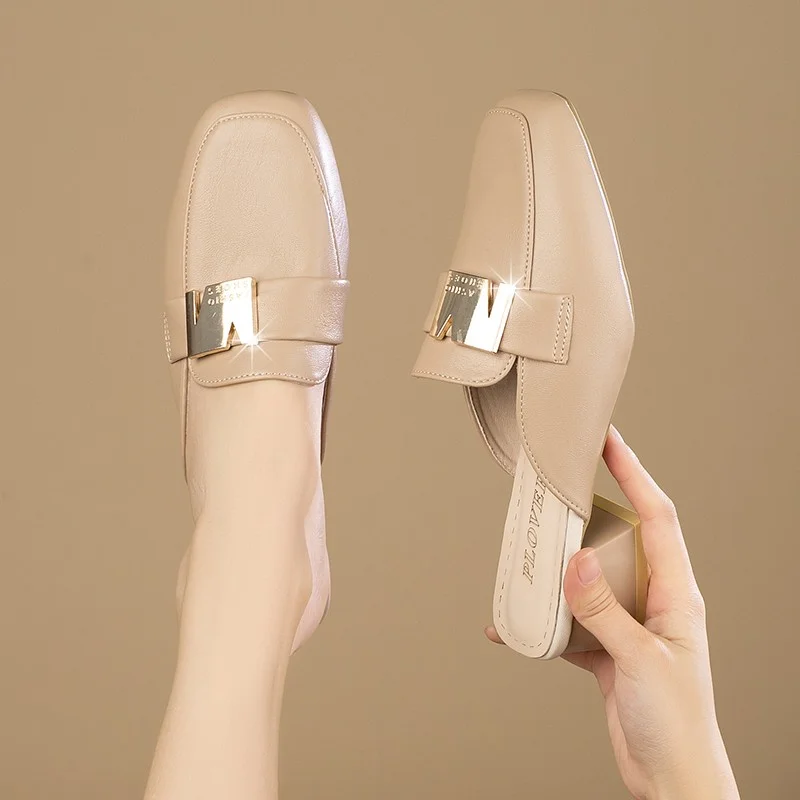 

Мюли женские на квадратном каблуке, Элегантные повседневные однотонные тапки, летняя обувь, 2023