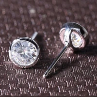 classic silver plated solitaire stud earrings for women shine cz stone inlay fashion jewelry delicate wedding party gift earring