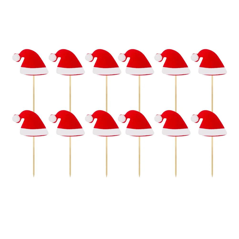 

Pick Cupcake Topper Christmaspicks Cake Cocktail Holiday Santa Hat Toppers Fruit Appetizer Toothpick Salad Dessert Bakery Cap