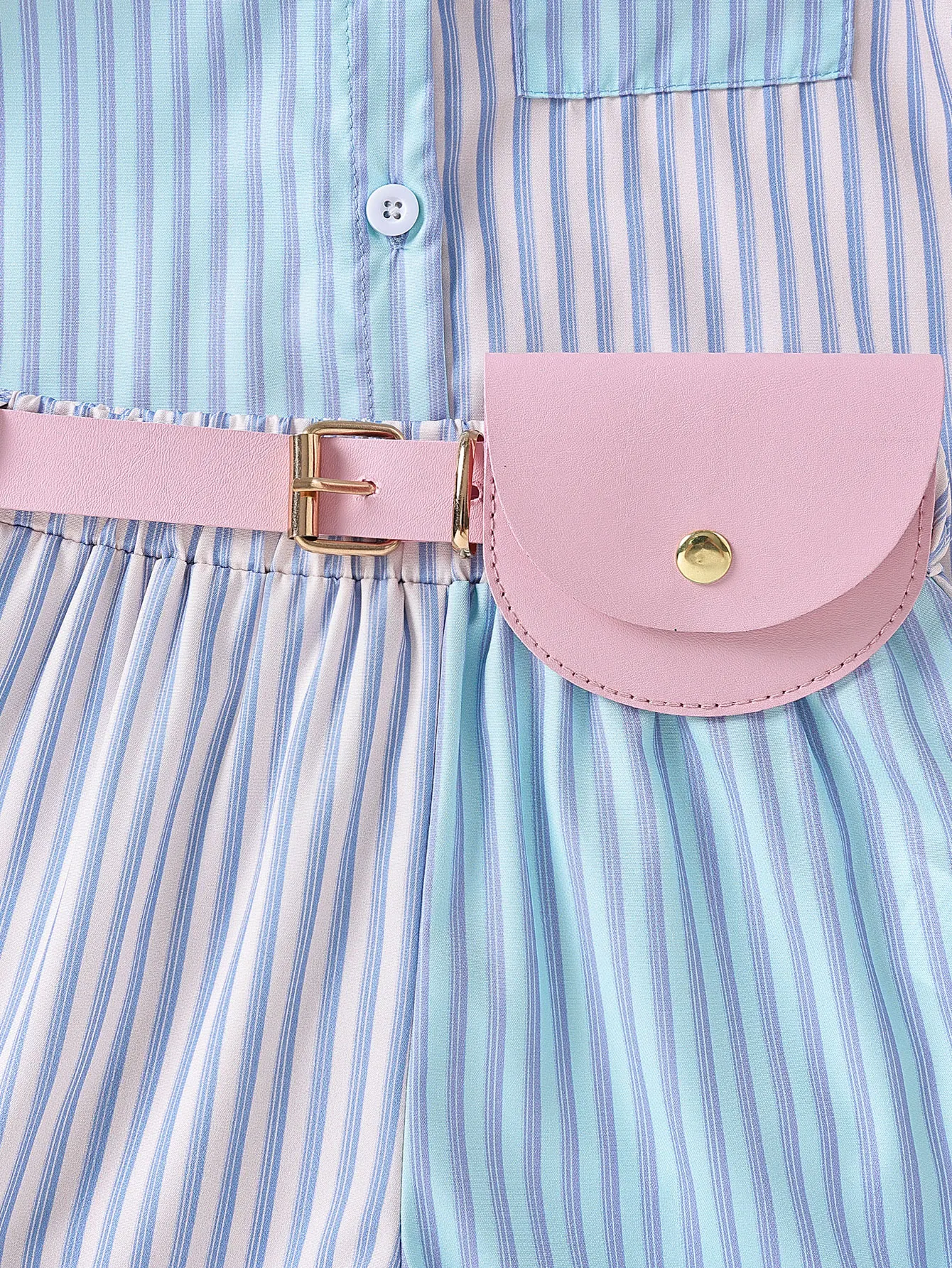 Летний комплект одежды для девочек. Повседневная полосатая рубашка из