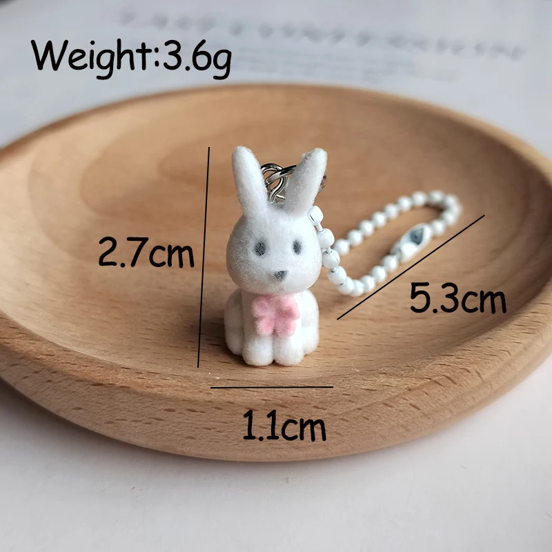 Милый пушистый кролик Aniaml мини-брелки для друга подарок смола флокирование милый