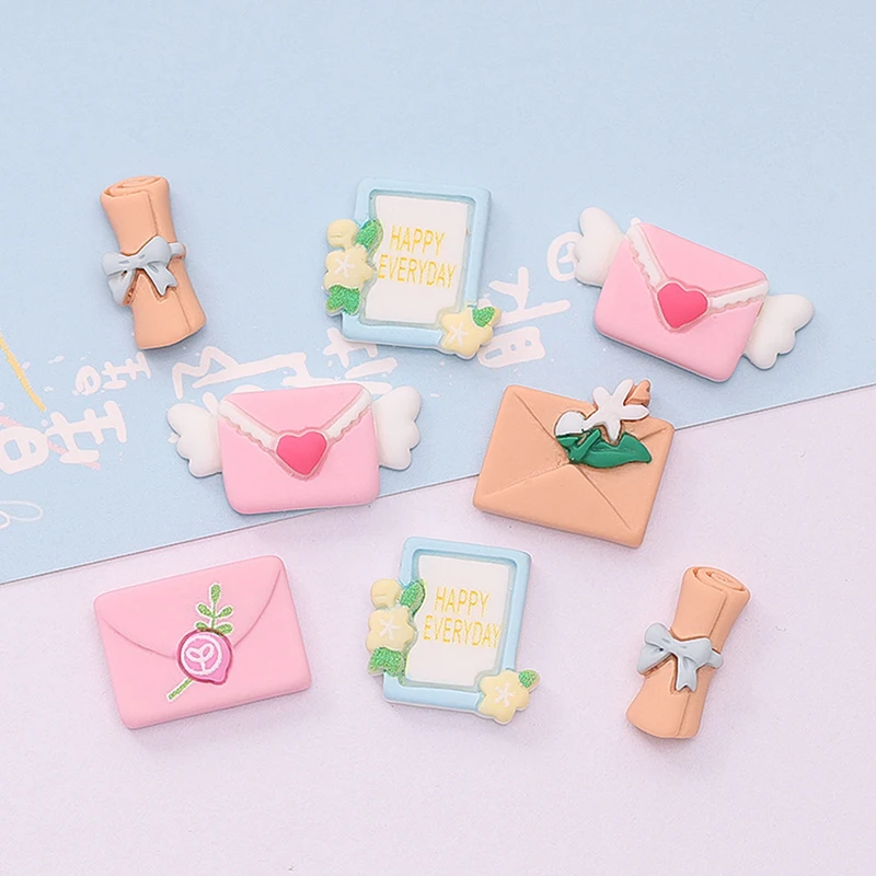 

10Pcs New Cute Mini Lovely Envelope Wings Flat Back Resin Cabochons Scrapbooking DIY Jewelry Craft Decoration Accessorie