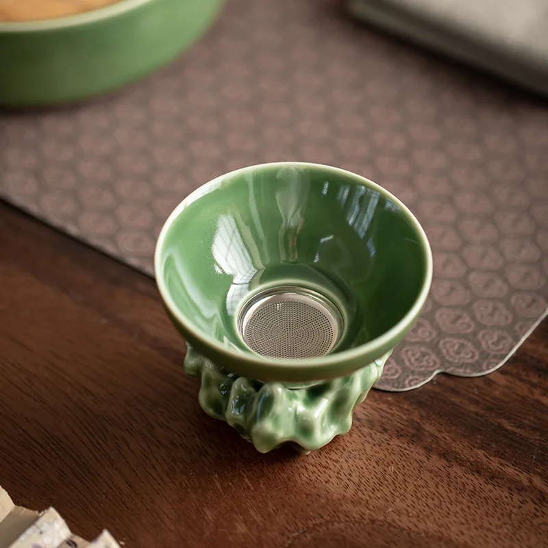 

Синяя глазурь сушеный камень в японском стиле керамическая чайная Воронка Чайный фильтр чайное ситечко из нержавеющей стали чайный отсек чайное ситечко