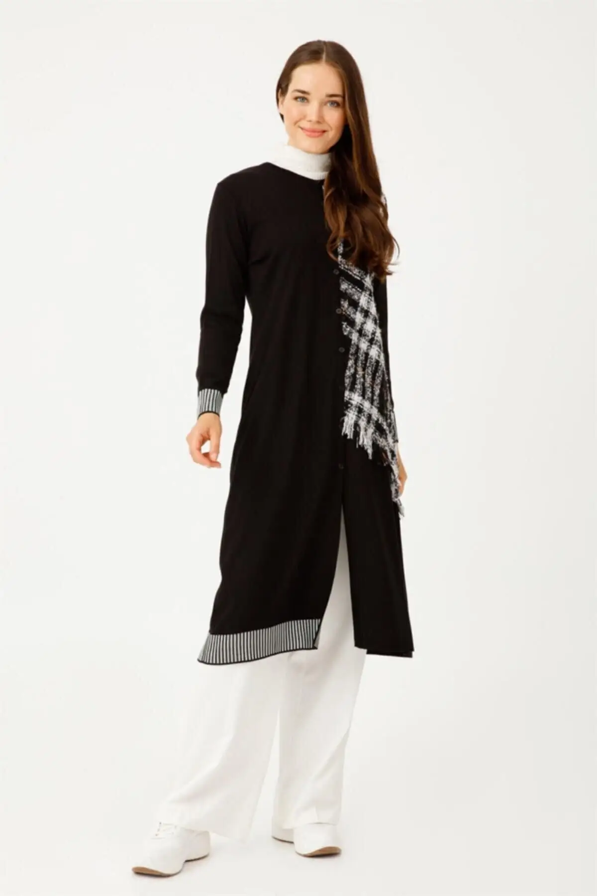 

Women's Cardigan Casual Knitted Plaid Detailed Knitted Knitted Knitted Quality Fashion Sweaters Loose Jumper