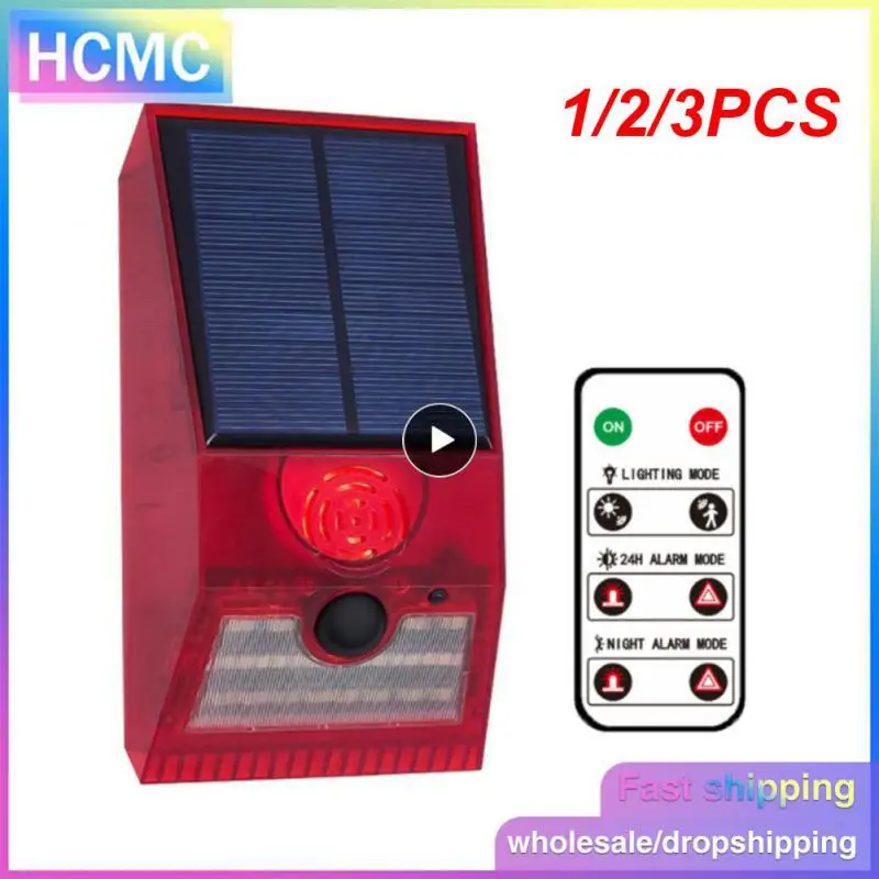 

1/2/3PCS Multi-Function Solar PIR Motion Sensor Alarm Light Remote Control 129dB Siren For Home Garden Shed Farm