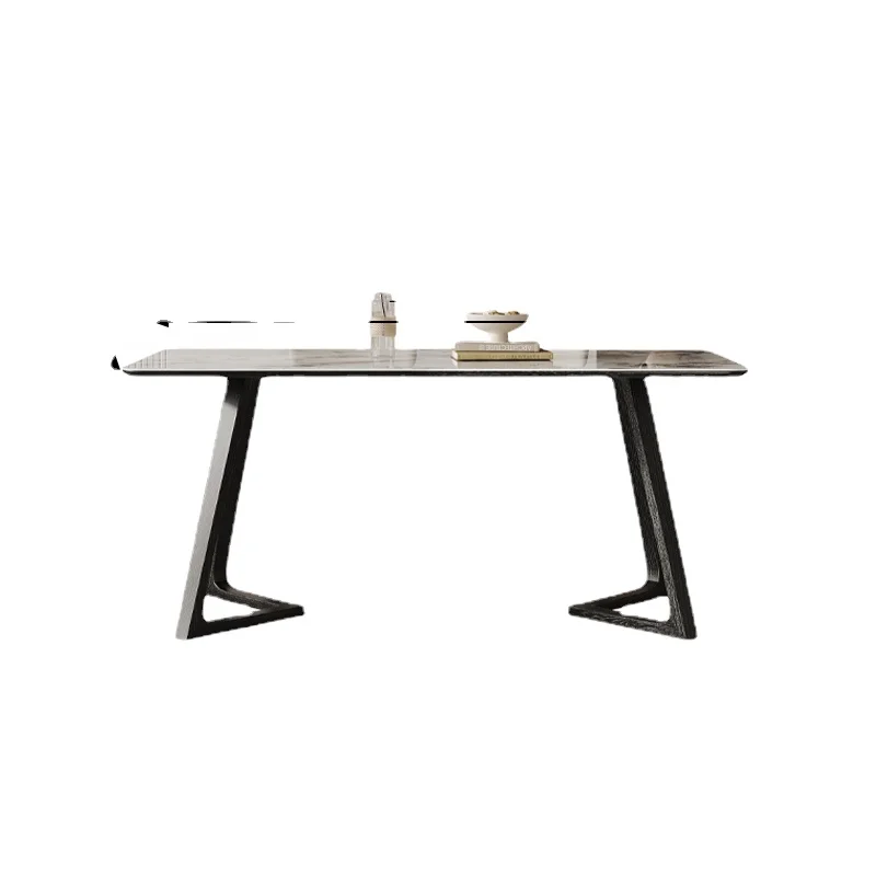 

ZL Stone Plate Solid Wood Kitchen Island Dining Table Integrated Solid Wood Rectangular Dining Table