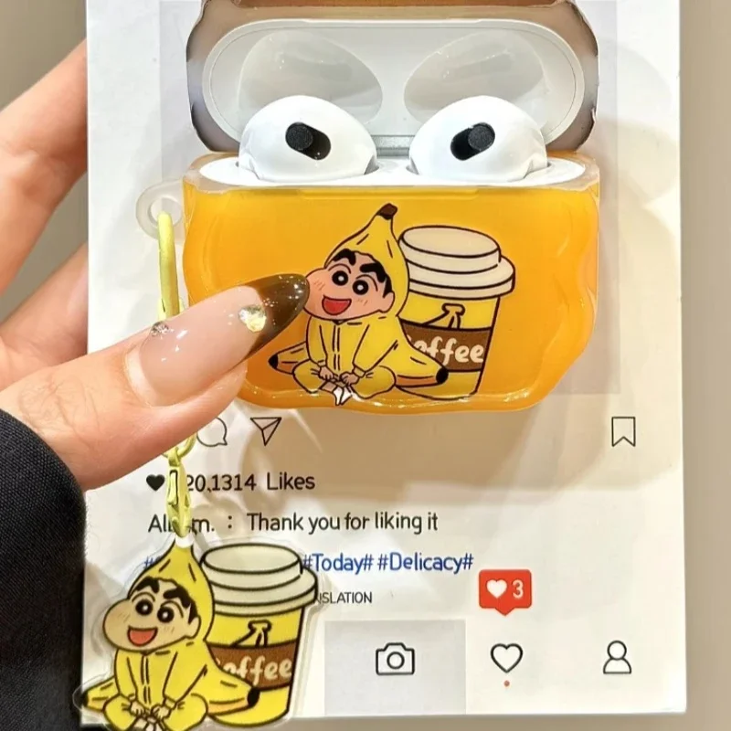 Аниме мультфильм милый карандаш LABUBU Shin Chan Airpods 4-го поколения защитный чехол