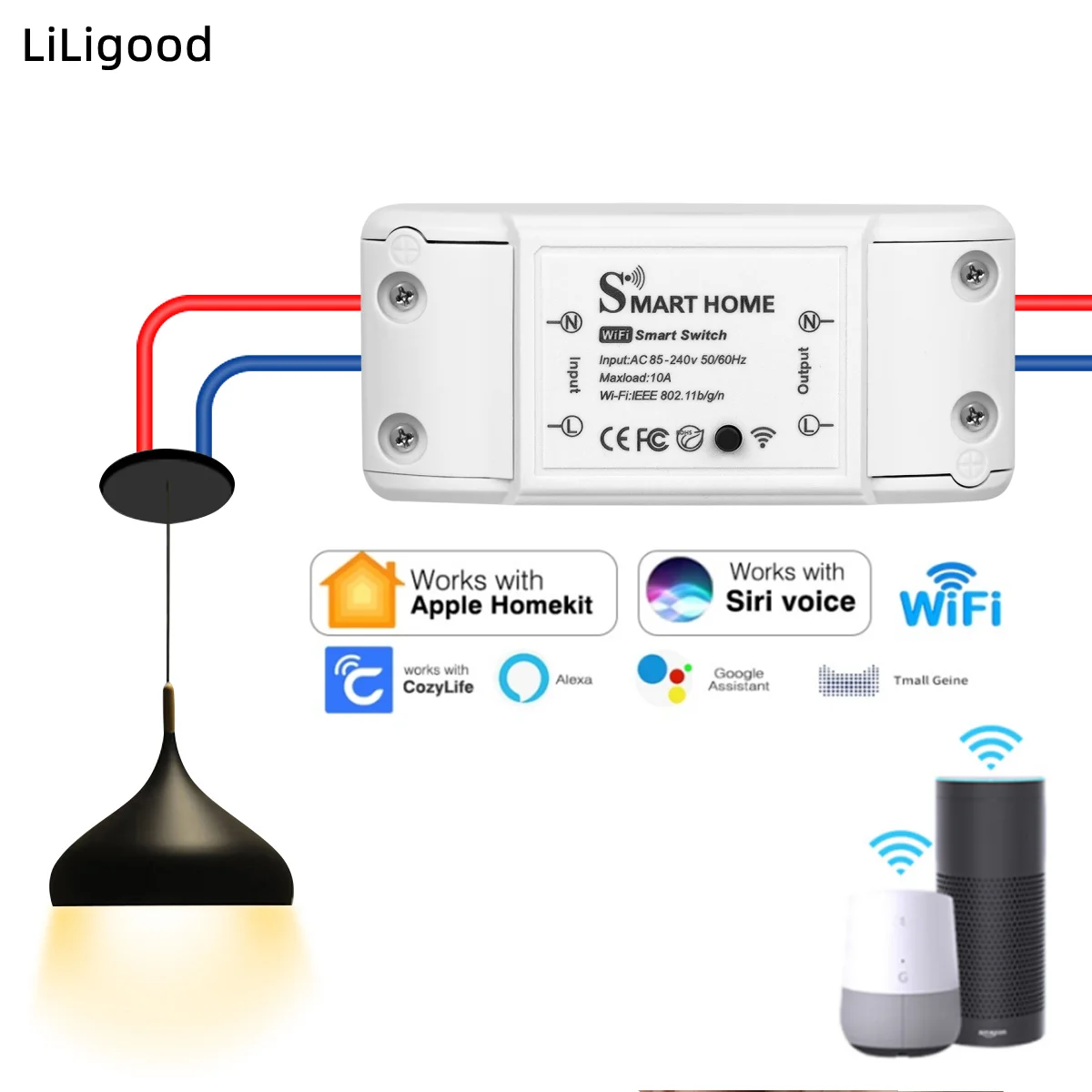 

Homekit smart switch on-off device remote switch receiver controller mobile app control Siri voice support Alexa Google Home