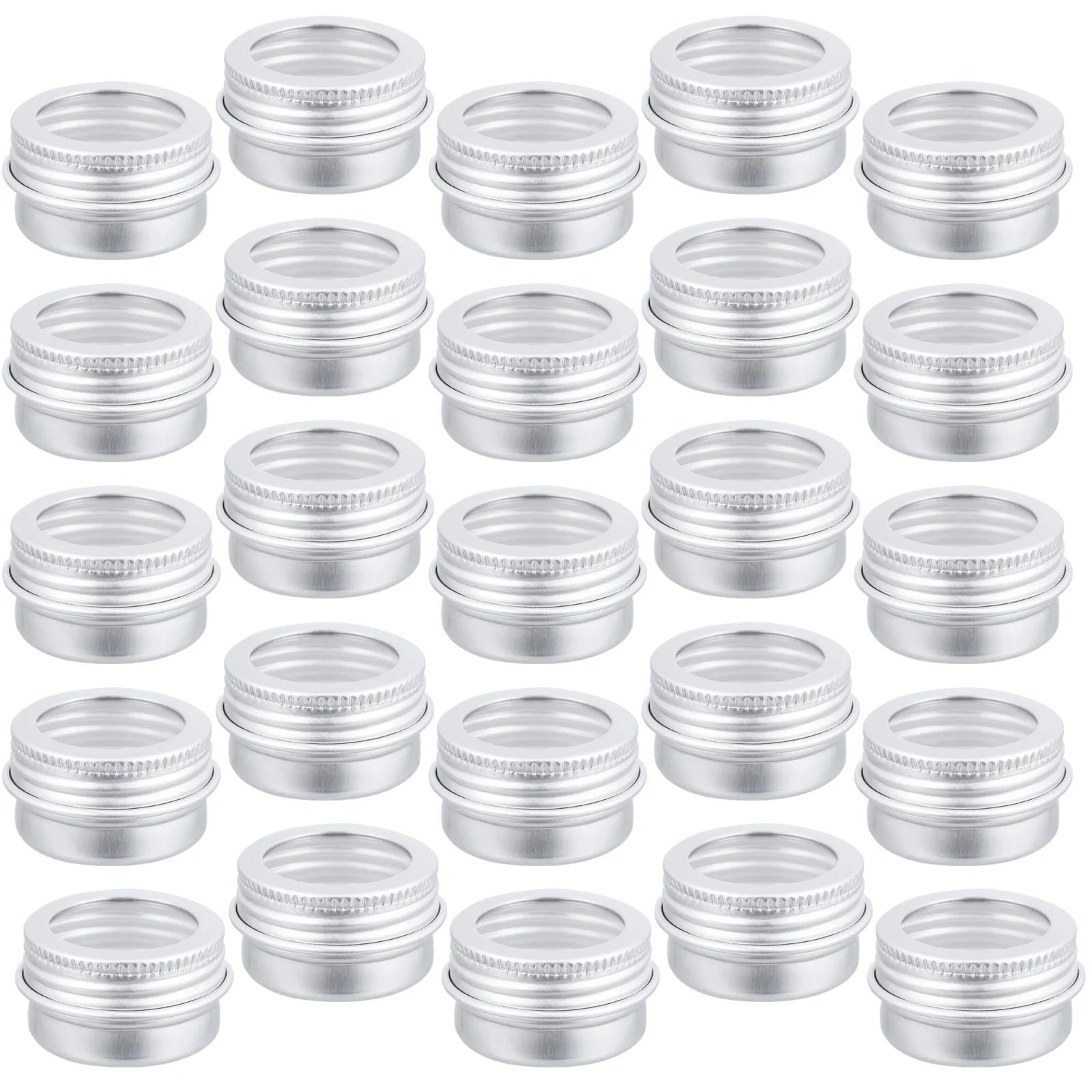 

15pcs 5ML Aluminium Jar Clear Screw Lid Round Storage Boxes Ointment Boxes