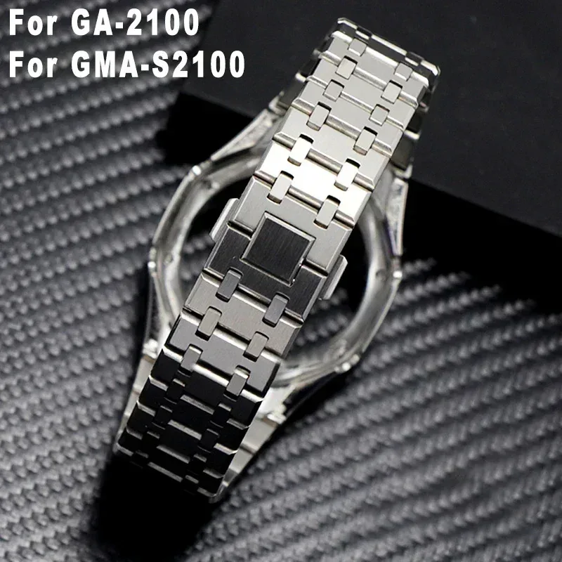 Фото Комплект модов Gen4 для GA2100, металлический ободок, модификация Casioak, резиновый корпус для часов GEN4 поколения, ремешок из нержавеющей стали GA 2100/2110 №4