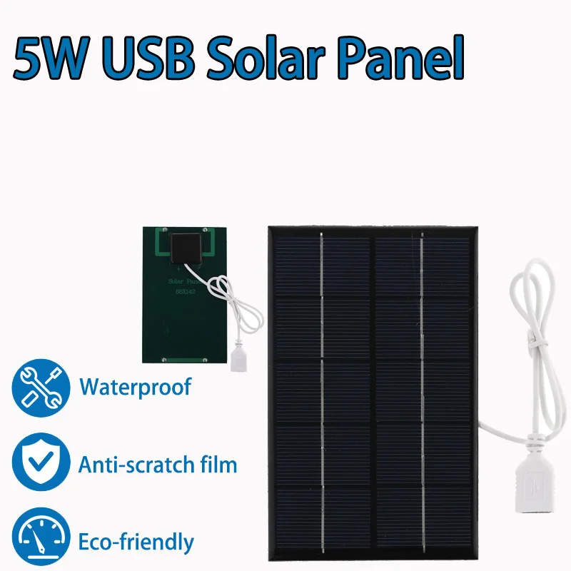 

5W 5V USB Solar Panel Outdoor Portable Solar Charger Pane Climbing Fast Charger Polysilicon Travel DIY Solar Charger Generator