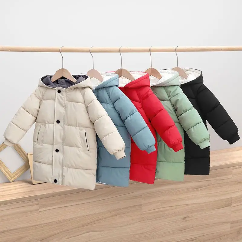 

2-12Y Kids Children's Down Outerwear Winter Clothes Teen Boys Girls Cotton-Padded Parka Coats Thicken Warm Long Jackets E833