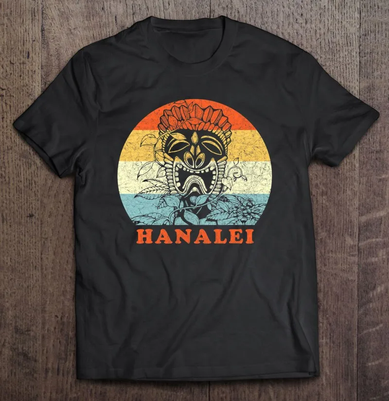 

Hanalei Гавайская Тики, винтажная ретро-футболка для отпуска, простые пустые футболки, хлопковые мужские большие мужские футболки