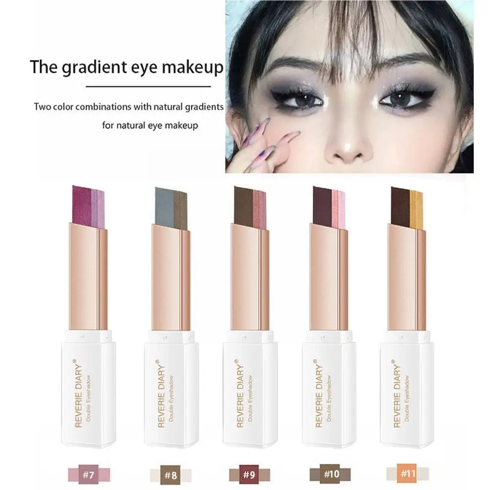 

Double Color Glitter Eye Shadow Stick Matte Eyeshadow Shimmer Makeup Waterproof Bicolor Makeup Beauty Cosmetics Tools Y4R4