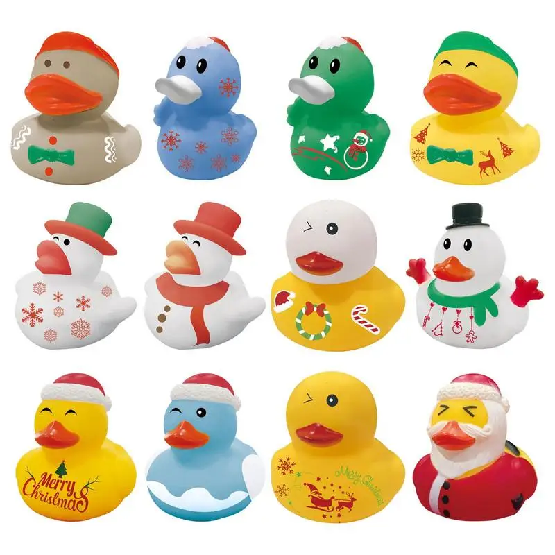 

Christmas Rubber Ducks 12Pcs Cute Pool Duckies Toy For Kids Bathtub Toys Party Favors For Kids Bathing Showering School