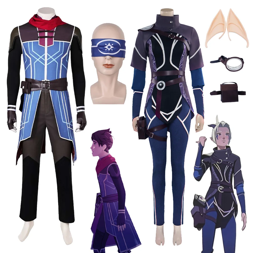 Callum Rayla Косплей Костюм Принца Дракона Маска для глаз Куртка Брюки Пальто Мужчины