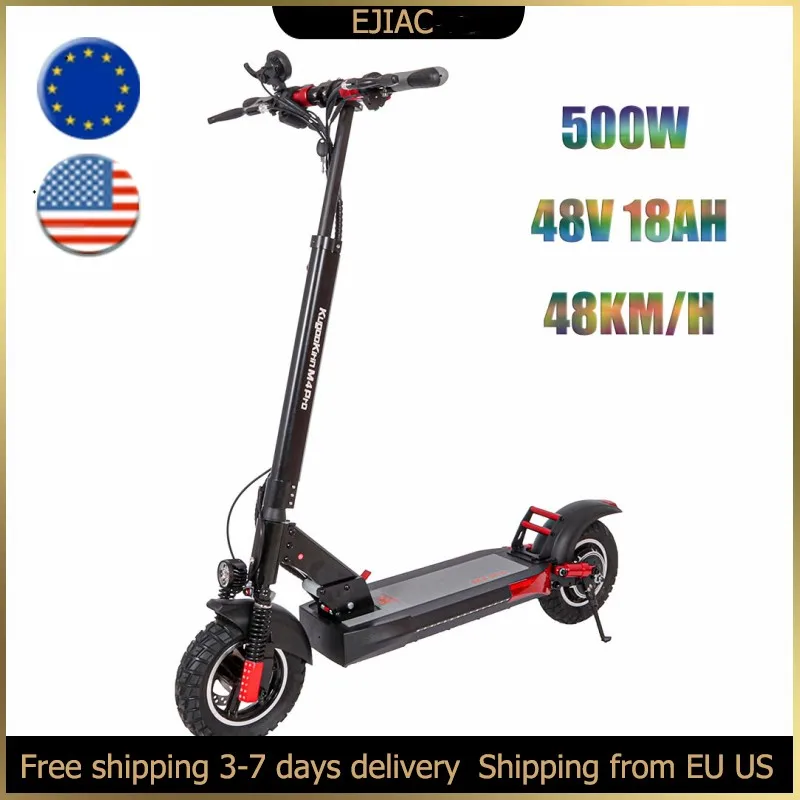 

Folding Electric Kick Scooter Motor 500W Max Speed 48KM/H 10 Inch Off-Road Puncture-proof Tire 48V 18AH Battery Adult E Scooter