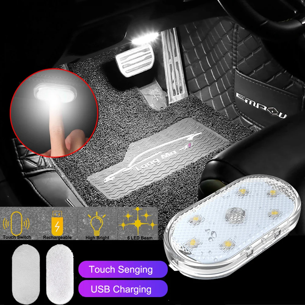 

Светодиодный сенсорный светильник для салона автомобиля, потолочный светильник для чтения на крыше автомобиля, светодиодный ночной Светильник для стайлинга автомобиля, красочный автомобильный светильник с мини-USB-зарядкой, 5 В