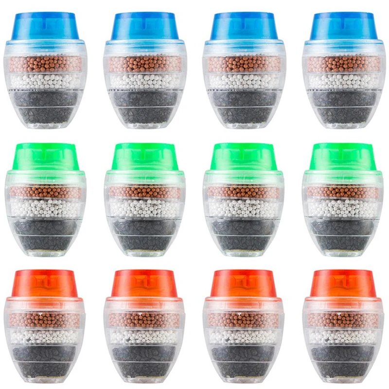 

12PCS Water Filter 5 Layers For Home Water Purifier Filter Activated Carbon Filtration Tap Water Mini Faucet Filter