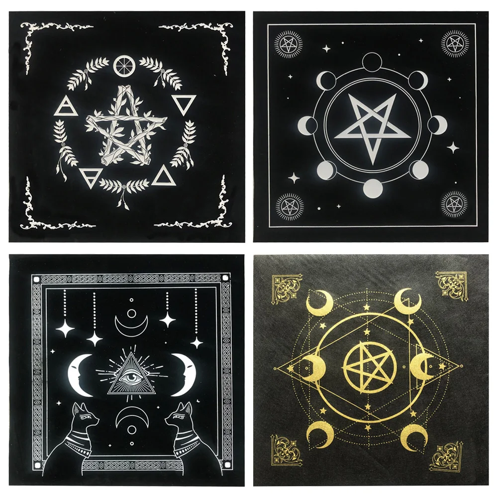 

NEW Tarot Card Tablecloth Pentagram Divination Altar Cloth Board Game Fortune Astrology Card Pad Foldable 49x49cm for Solitaire