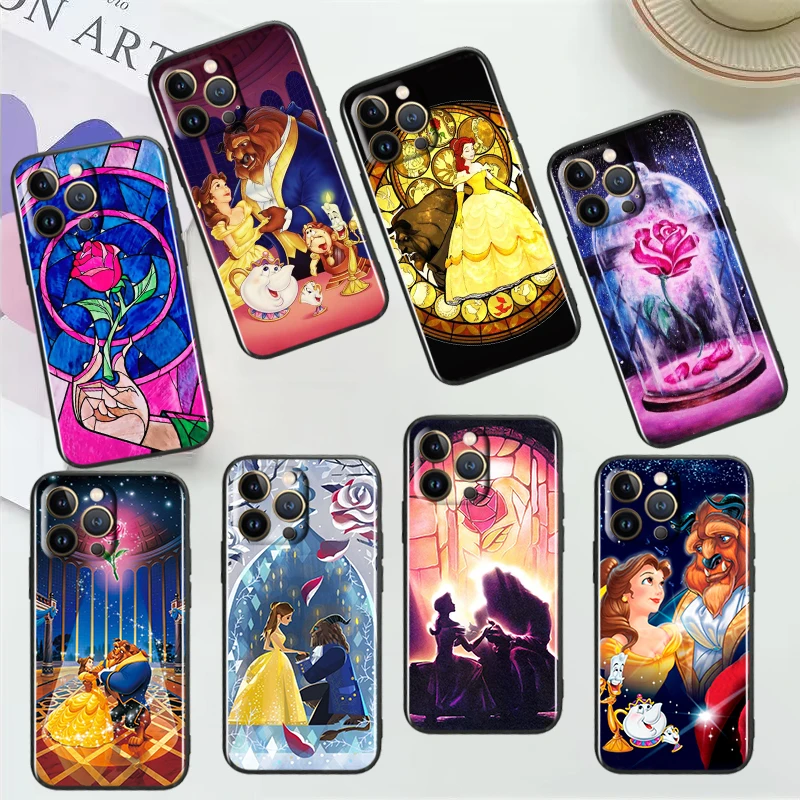 

Beauty Beast Rose For Apple iPhone 14 13 12 11 Pro Max Mini XS Max X XR 7 8 Plus SE2020 Black Phone Case Cover