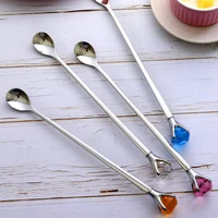 304 stainless steel coffee spoon long handle mixing spoon lovely diamond korean fine long eco friendly dinnerware set