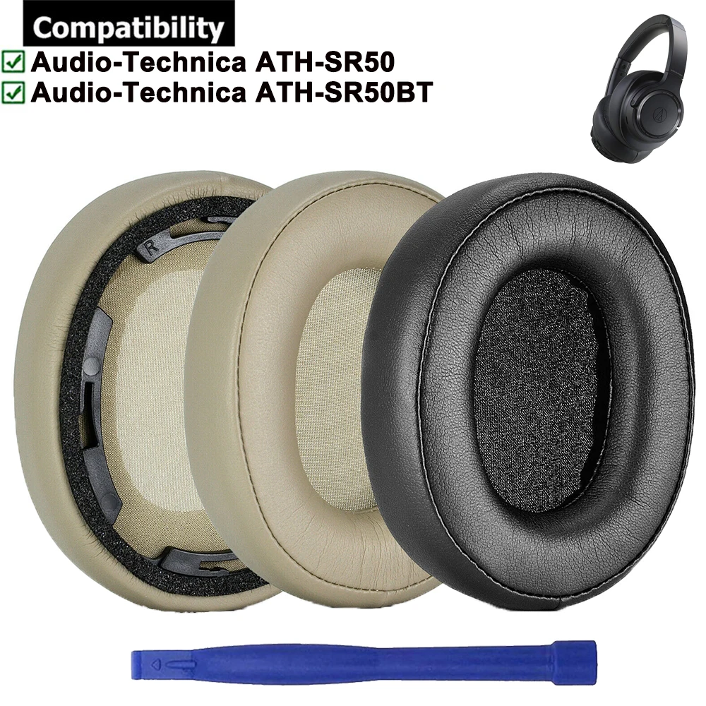 

Protein Leather Replacement Ear Pads Cushions Muffs Cups Earpads for Audio Technica ATH-SR50 ATH-SR50BT Headphones