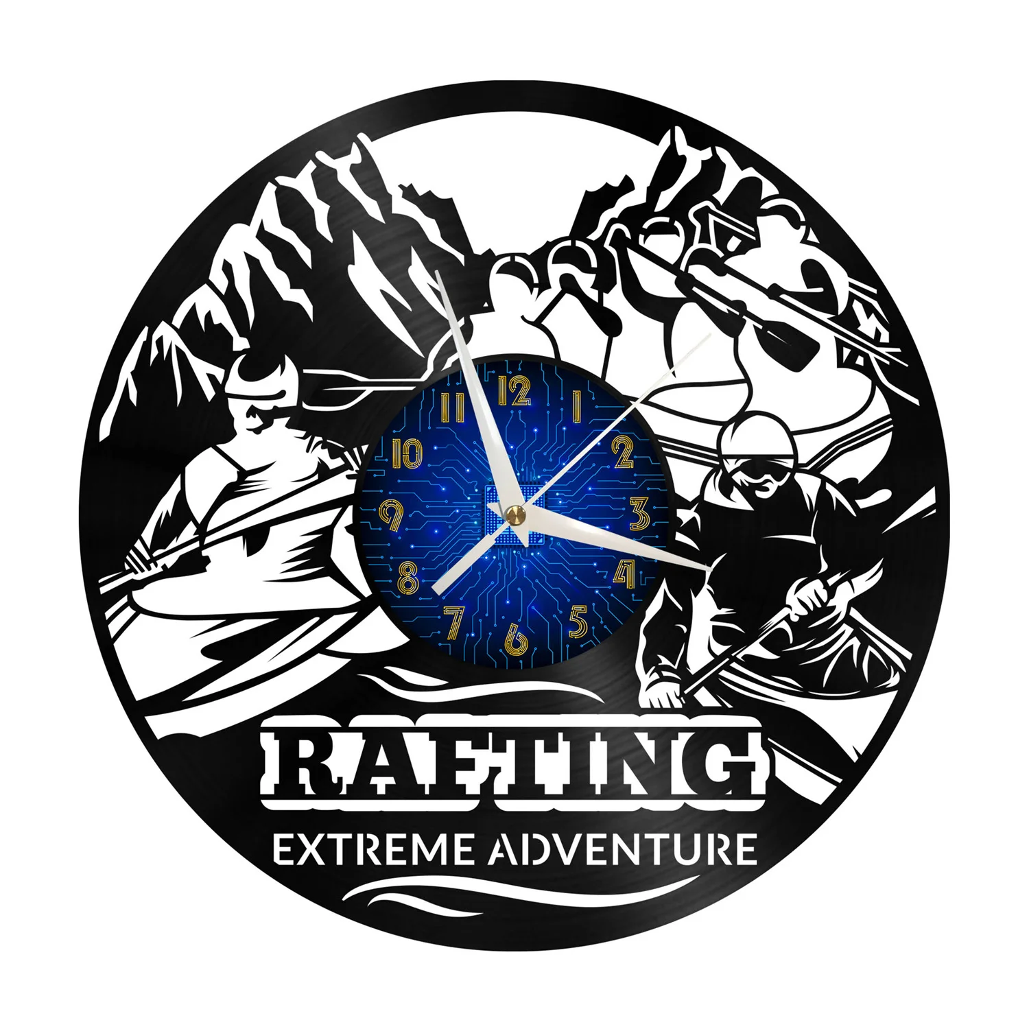 

Настенные виниловые часы для рафтинга, креативный дизайн, 3d бесшумные светящиеся часы, современные украшения для гостиной, 12 дюймов