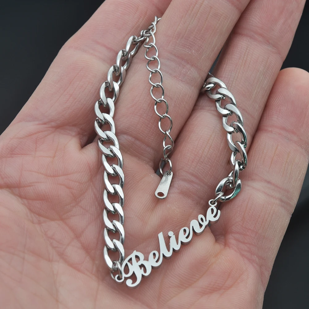 Customized Personalized Bracelet Unique Font Name Stainless Steel Beautiful Gift for Girlfriend and Lover