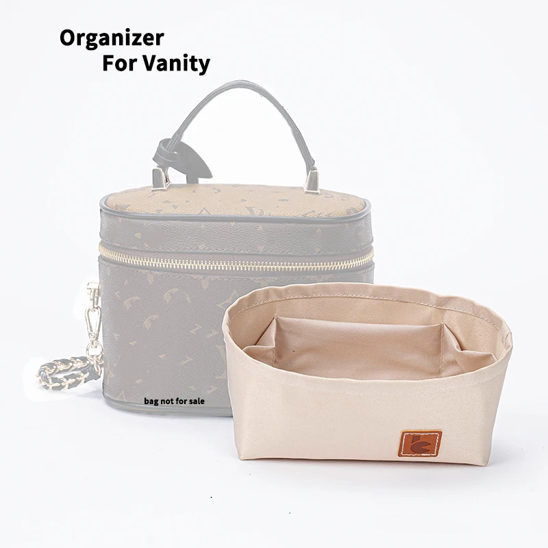 Purse Organizer Insert For Vanity Luxury Womens Makeup Box , SATIN Fabric Liner Pouch Storage Bags, Handbag & Tote Shaper