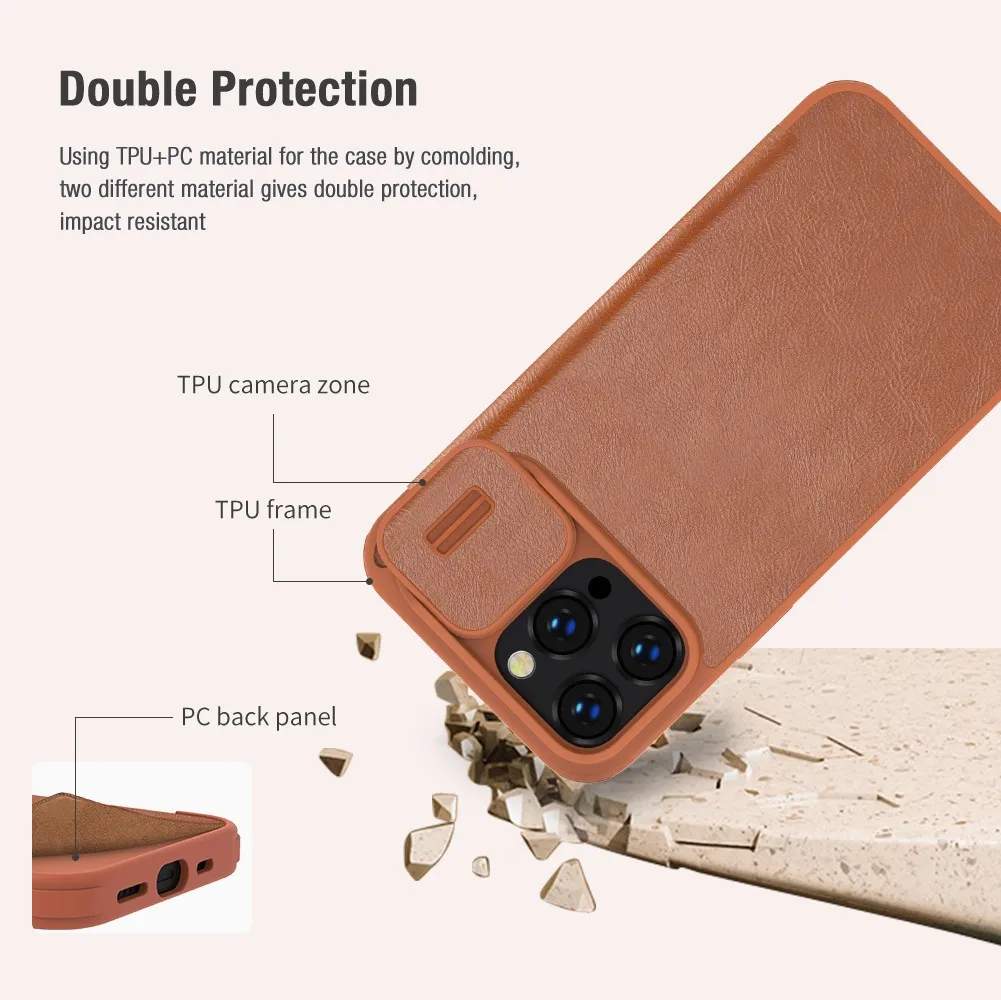 For iphone 13 Case For iPhone 14 Pro Max Nillkin Qin Leather Case Card Pocket Wallet bag Flip Cover for iPhone 13 Pro /13 Mini