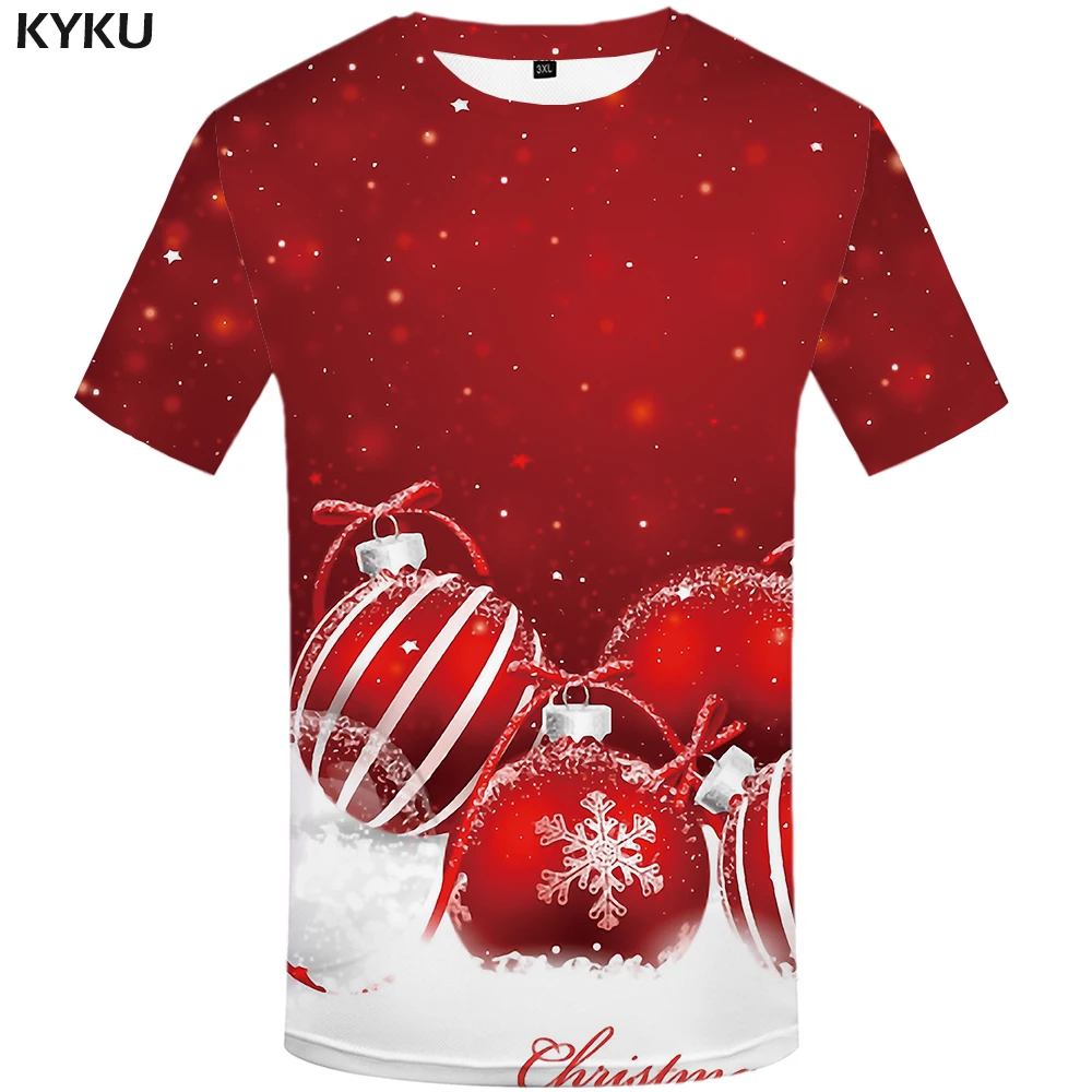 

Christmas Men's T-Shirt Rock ChristmasT Shirt 3D Printed Hip Hop T-shirt Snowflake T-shirt Animated Red Party Men's Clothing