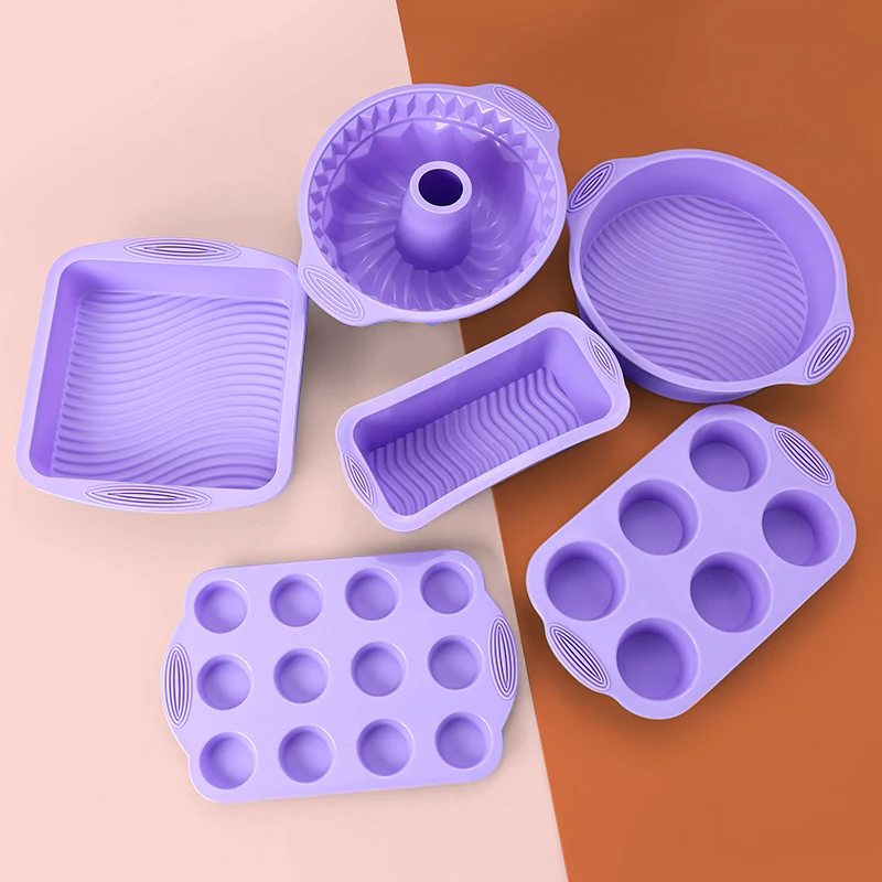 

6PCS Silicone Mold Sets Muffin Cup Toast Baking Pan for Pastry DIY Cake Mold Bakeware Cake Decoration Accessories