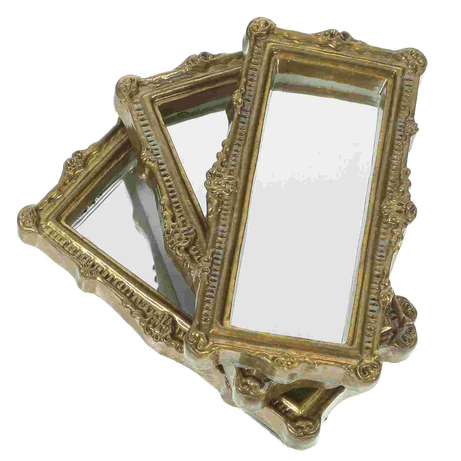 

3 Pcs Mirrors Landscaping Miniature Craft Square House Decor Resin Wear Resistant Child Lovely Decor