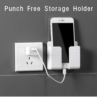 punch free wall mounted storage boxes multifunctional phone remote control holder charging holders space saving storage racks