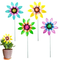 3d garden suower decorative stakes textured metal flowers with colorful petals 4 pieces spring metal decor