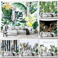plant tapestry wall hanging room decor tropical leaves flower landscape tapestries backdrop bedroom home decoration aesthetics