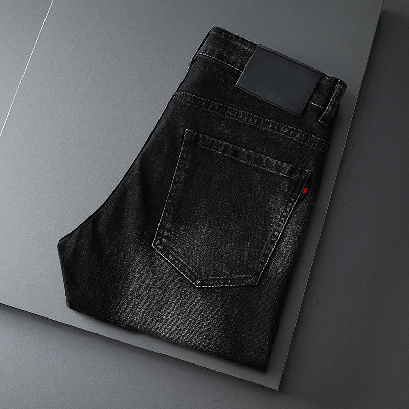

Top Quality Winter Men's Jeans Trousers Cotton Straight Elastic Italy Brand Business Pants Classic Style Jeans Denim Male Jeans