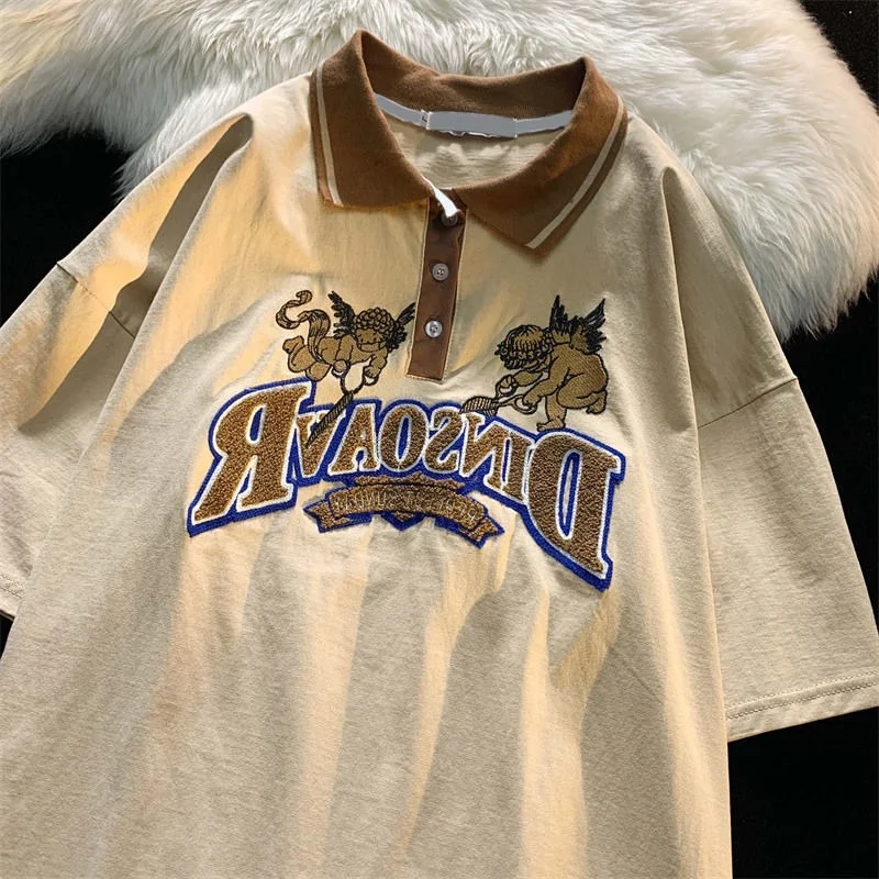 

Футболка-поло с вышивкой ангела, в английском стиле