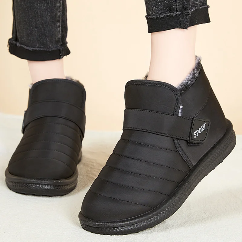 

Женские зимние ботинки, модная обувь для снежной погоды для женщин, плюшевая женская обувь без шнуровки на платформе, водонепроницаемые ботильоны, меховые сапоги, женские ботинки