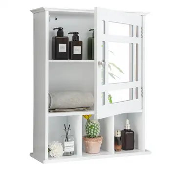 White Wall-Mounted Mirrored Bathroom Cabinet