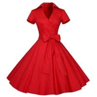 summer dresses woman 2022 polka dot v neck pullover bow belt short sleeve knee length hepburn storm 1950s retro elegant dresses