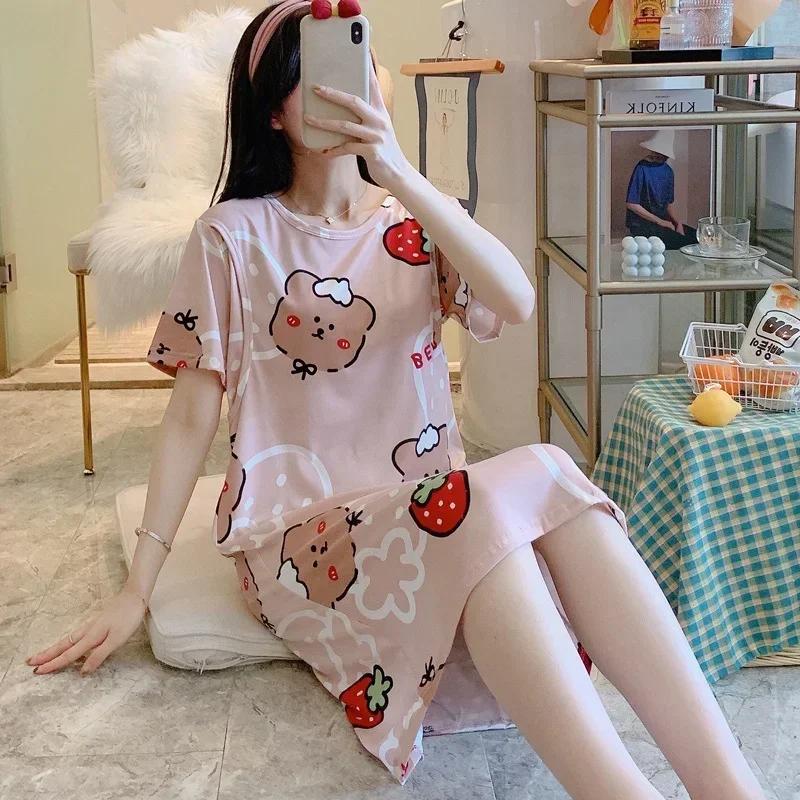 Летняя ночная рубашка для кормления грудью одежда комнаты матерей беременных