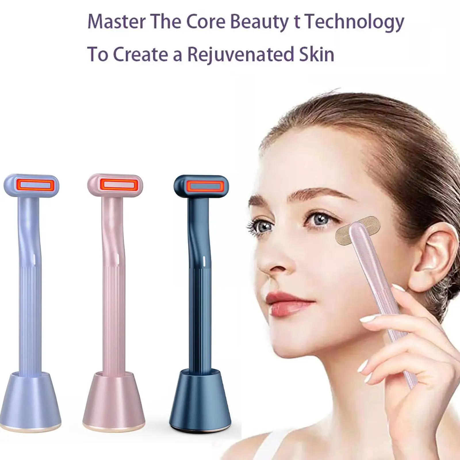 

New Upgraded Therapeutic Warmth Face Massage Red Led Skincare 4-in-1 Tool Wand Light Face Reduce Tools Anti-aging Wrinkles D6j3