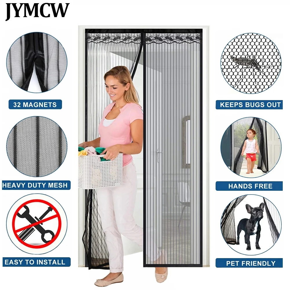 

Новая прочная Магнитная дверная занавеска москитная сетка Магнитная занавеска Москитная сетка для защиты от насекомых автоматическое зак...